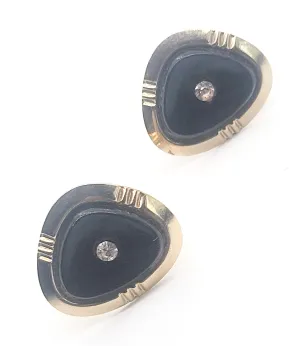Art Deco style black and gold vintage rhinestone cuff links