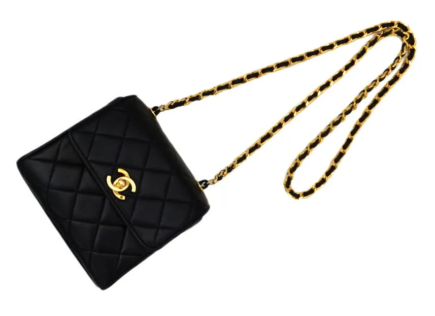 Authentic Chanel Vintage Black Mini 2.55 Flapover