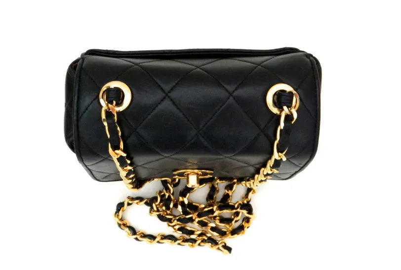 Authentic Chanel Vintage Black Mini 2.55 Flapover