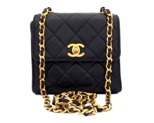 Authentic Chanel Vintage Black Mini 2.55 Flapover