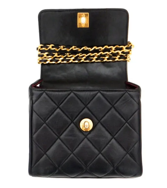 Authentic Chanel Vintage Black Mini 2.55 Flapover
