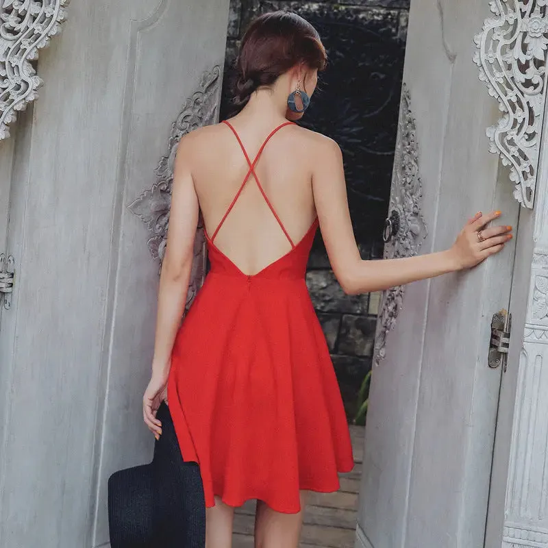 Backless Red Beach Dress - Summer Photo Shoot Outfit