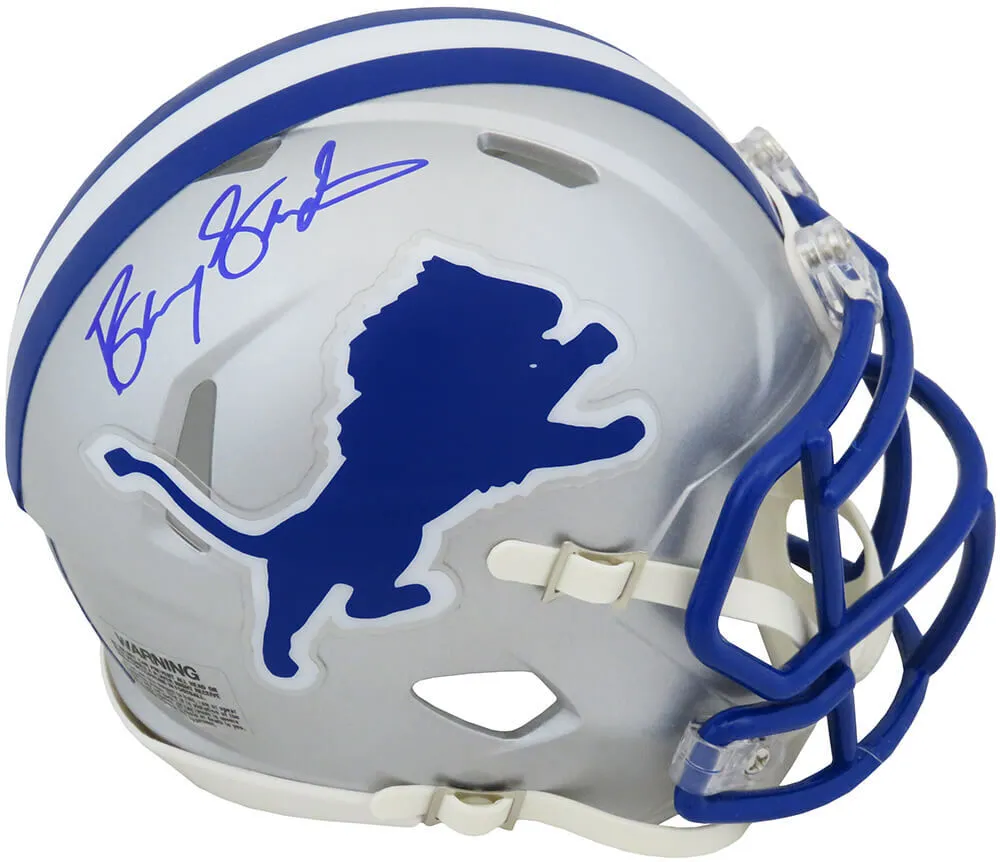 Barry Sanders Signed Detroit Lions Throwback Riddell Speed Mini Helmet -(SS COA)