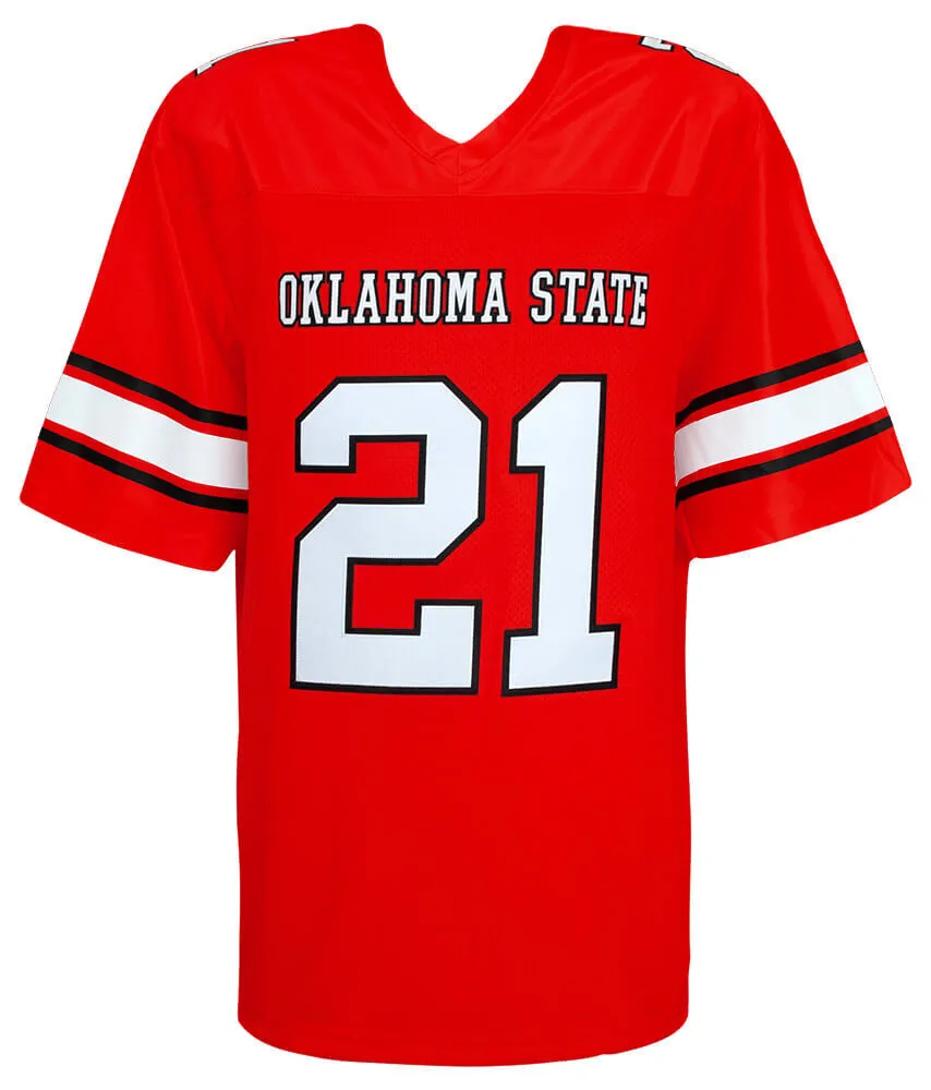 Barry Sanders Signed Oklahoma State Orange Retro Brand Football Jersey -(SS COA)