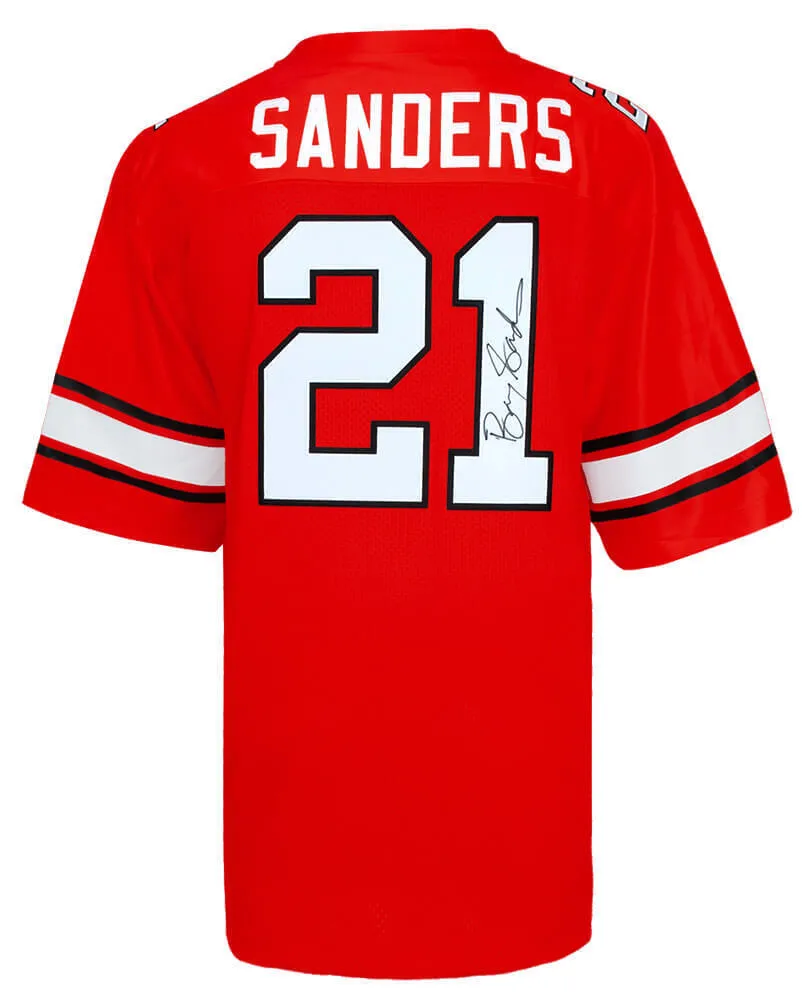 Barry Sanders Signed Oklahoma State Orange Retro Brand Football Jersey -(SS COA)