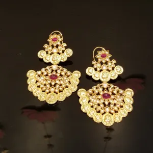 Big Kundan Chandbalis With Gold Plating