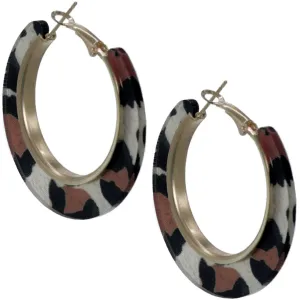 Black Brown Cheetah Print Mini Hoop Earrings