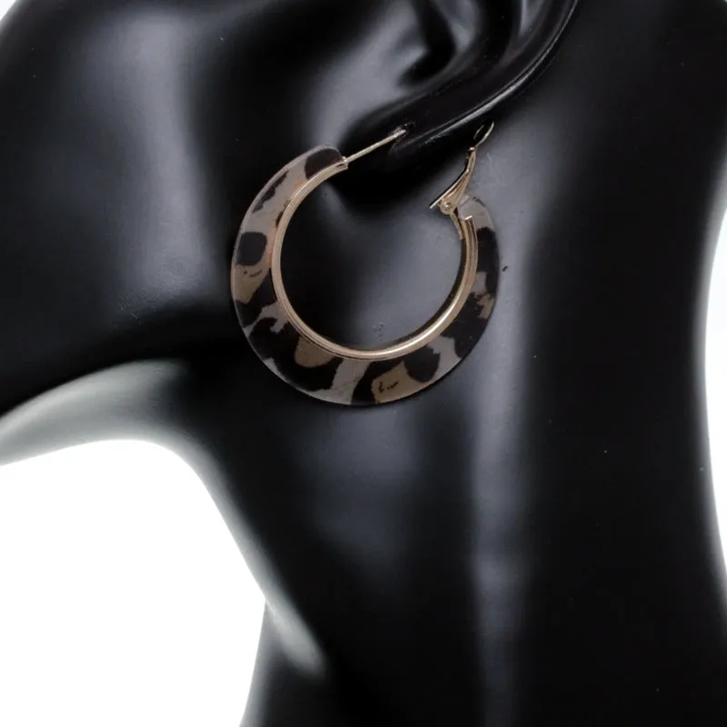 Black Cheetah Print Mini Hoop Earrings