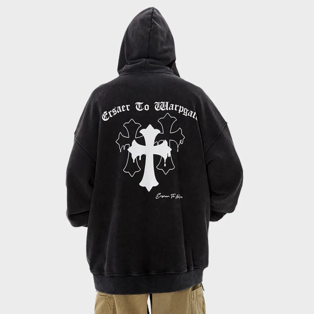 Black High Street Cross Hoodie