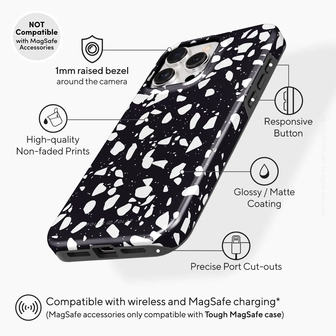 Black Rocky Road Terrazzo - iPhone 15 Pro Max Case