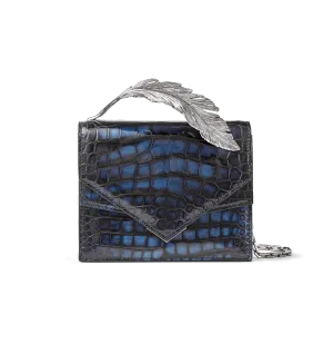 Blue and Black Alligator Alina Clutch