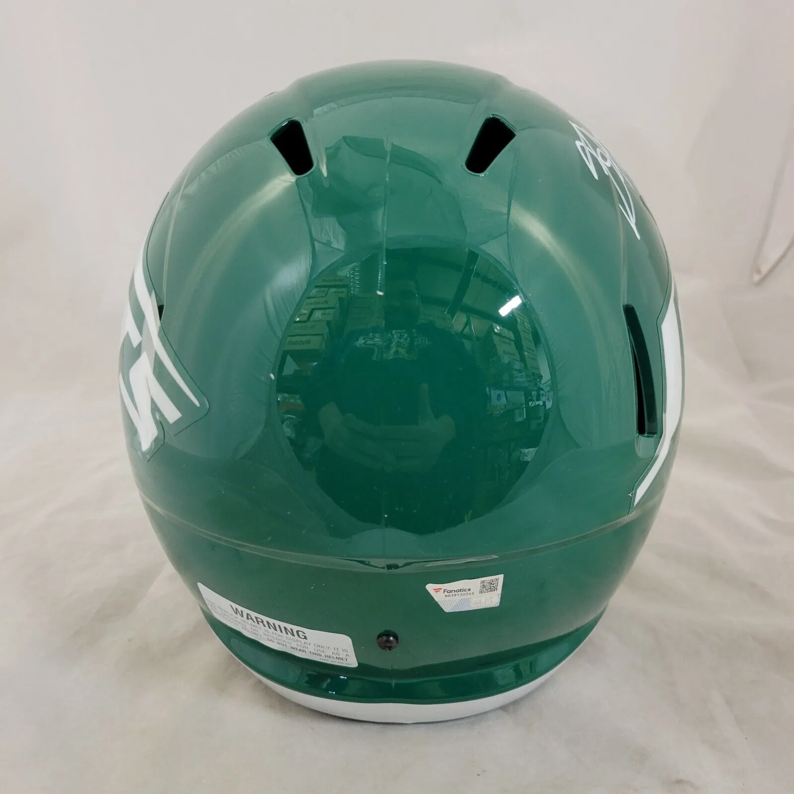 BREECE HALL SIGNED NEW YORK JETS FS THROWBACK SPEED REPLICA HELMET FANATICS QR