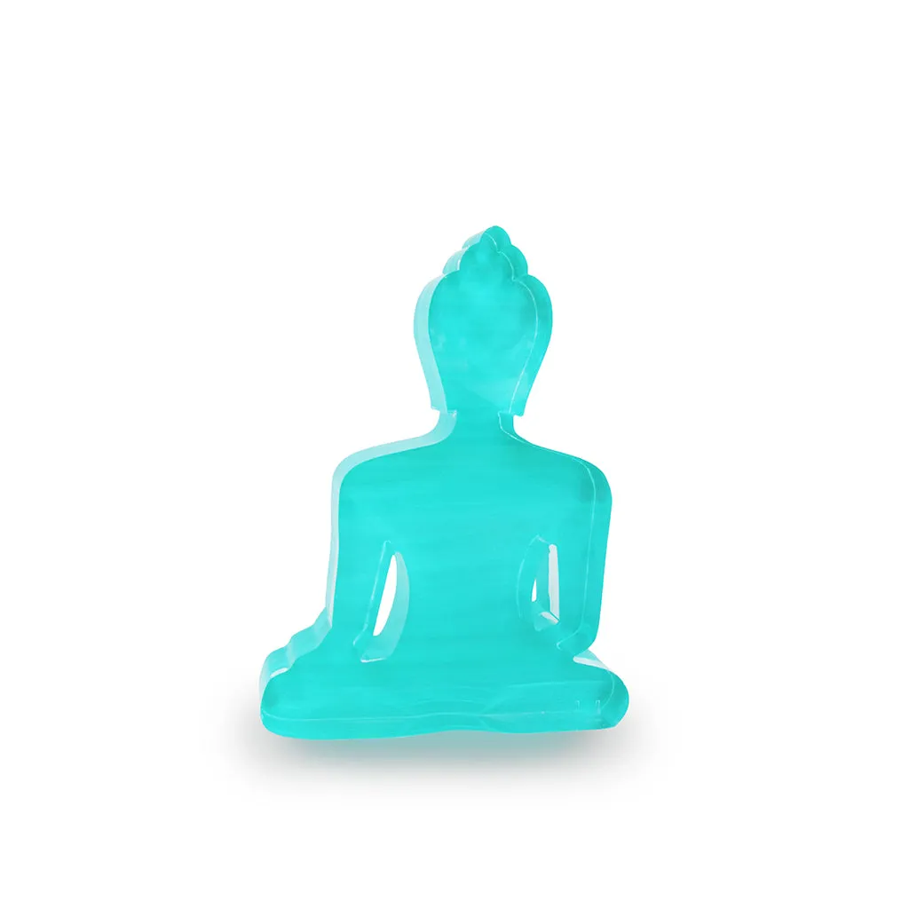Buddha statue set of 3 - White, Light turquoise and Dark Turquoise