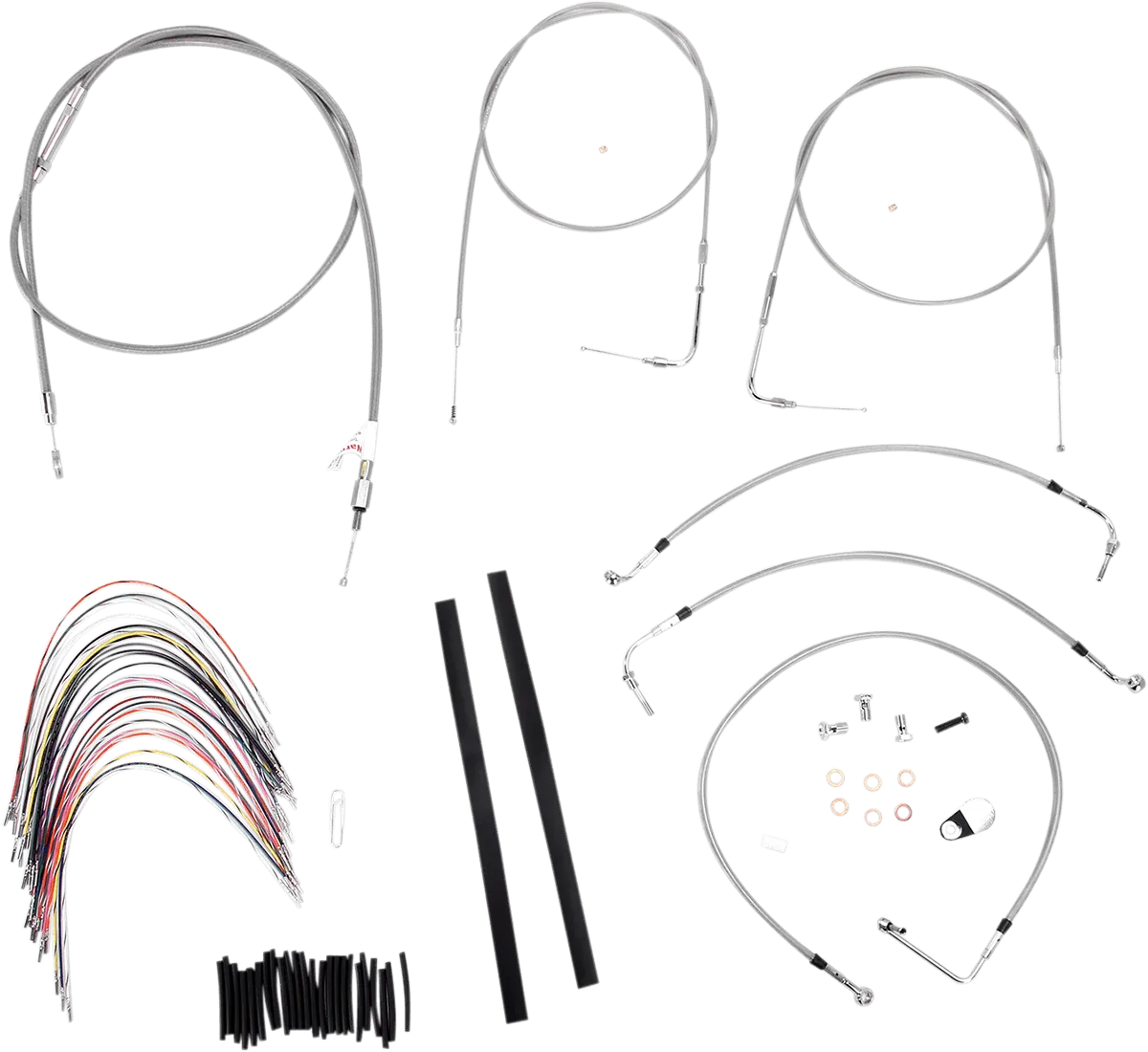 Burly Brand B30-1079 Extended Cable/Brake Line Kit for 14in. Gorilla Handlebars - Stainless Steel