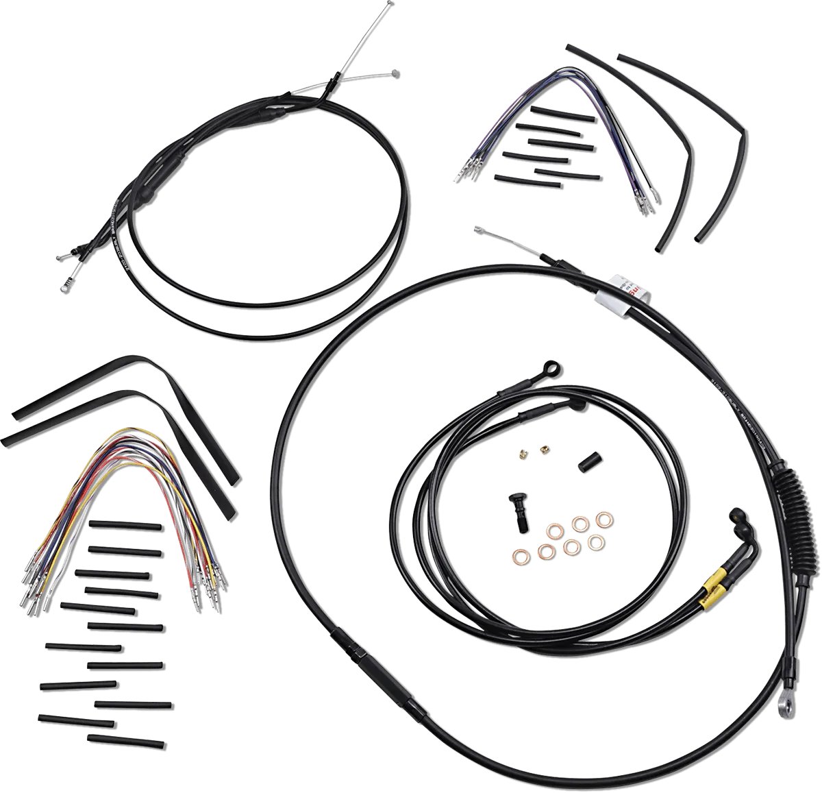 Burly Brand B30-1194 Extended Cable/Brake Line Kit for 16in. Ape Handlebars - Black