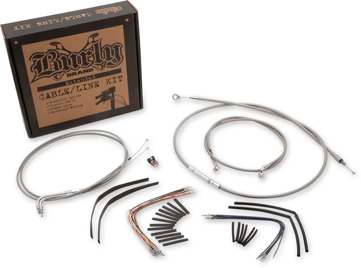 Burly Brand B30-1194 Extended Cable/Brake Line Kit for 16in. Ape Handlebars - Black