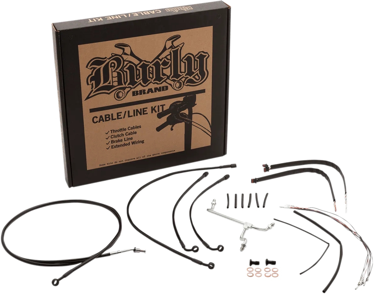 Burly Brand B30-1194 Extended Cable/Brake Line Kit for 16in. Ape Handlebars - Black