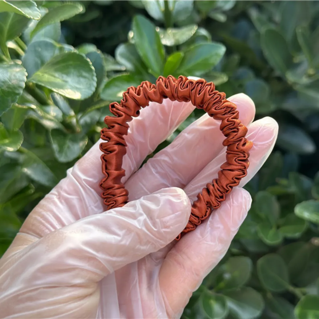 Burnt Orange silk scrunchies mini