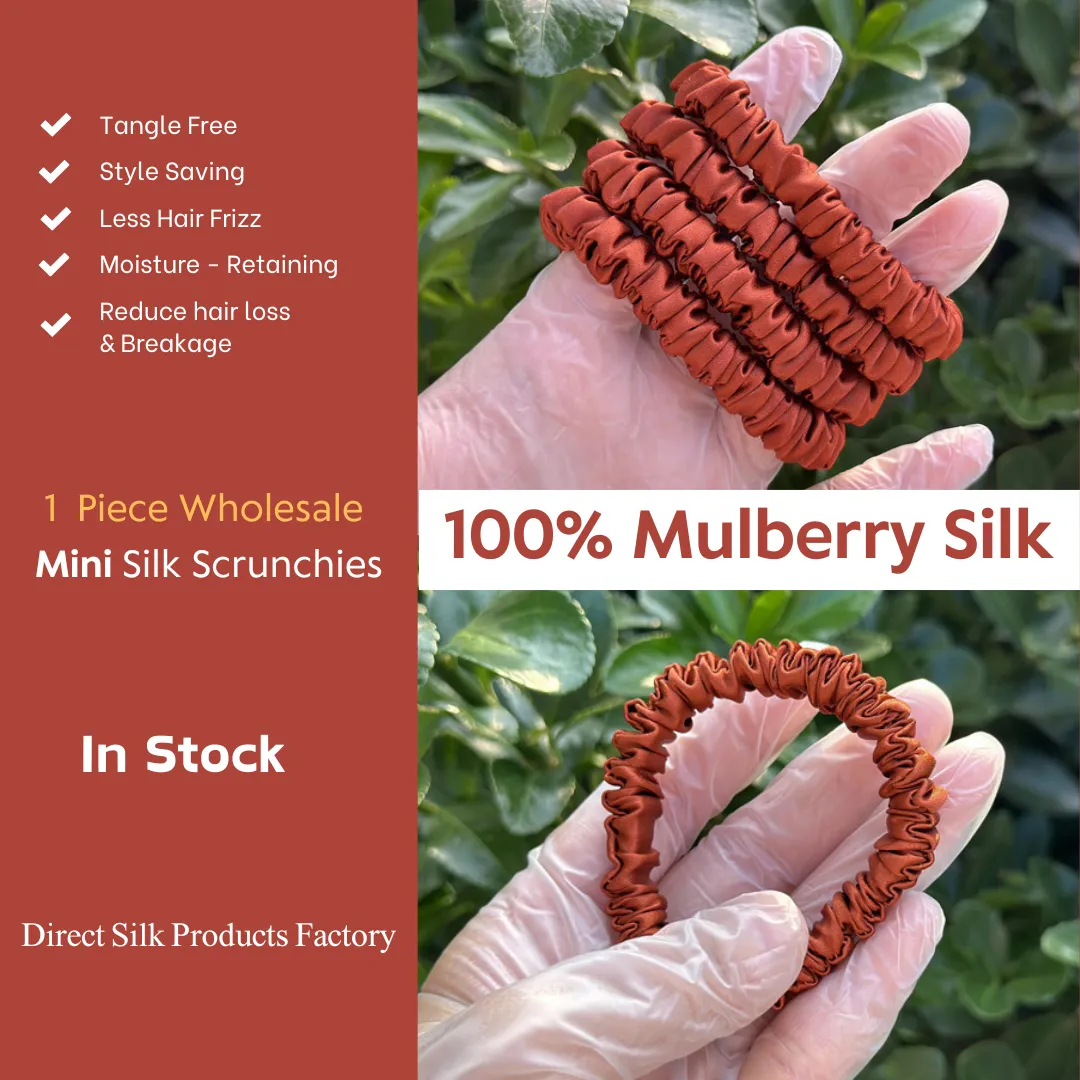 Burnt Orange silk scrunchies mini