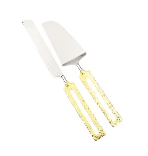 Cake Servers with Square Gold Loop Handles