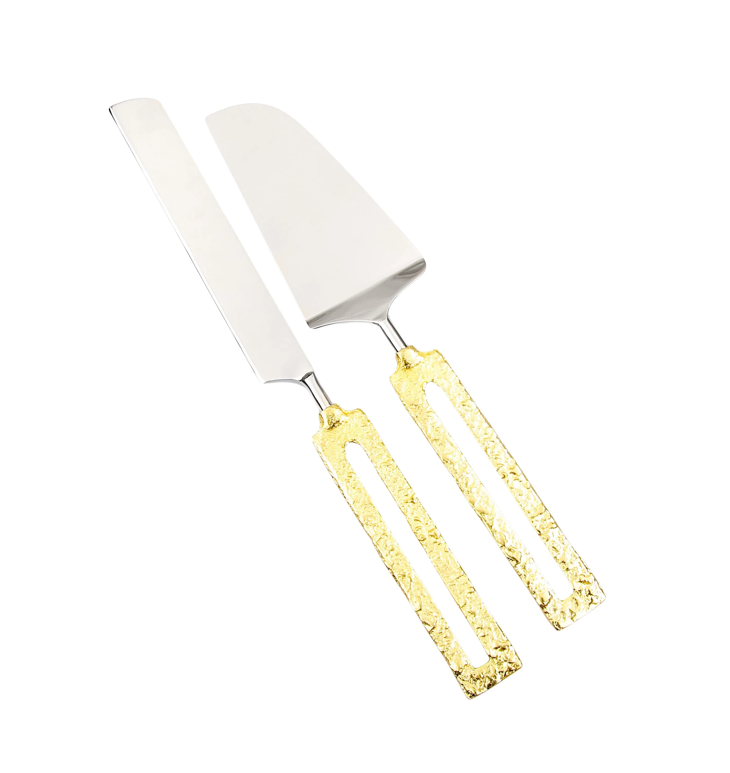Cake Servers with Square Gold Loop Handles