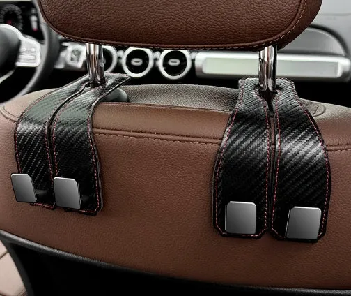 Car Back Seat Storage Carbon Fiber Hook Double Hook Holder Phone Holder