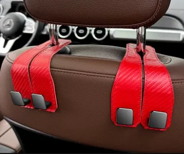 Car Back Seat Storage Carbon Fiber Hook Double Hook Holder Phone Holder