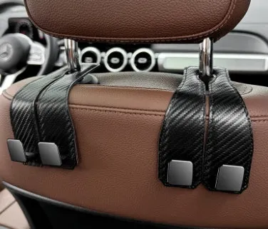 Car Back Seat Storage Carbon Fiber Hook Double Hook Holder Phone Holder