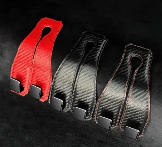 Car Back Seat Storage Carbon Fiber Hook Double Hook Holder Phone Holder