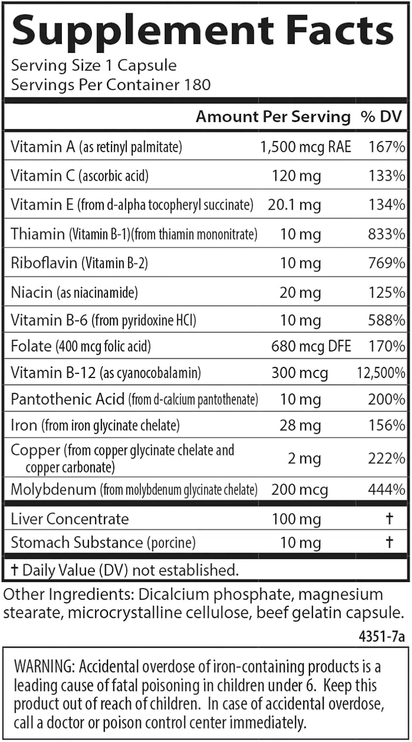 Carlson - Women's Iron Restore, 28 mg Iron   B Vitamins, Menstrual Support, Iron Absorption & Women's Health, 60 Capsules