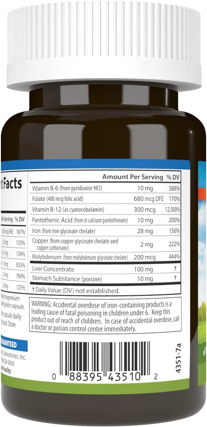 Carlson - Women's Iron Restore, 28 mg Iron   B Vitamins, Menstrual Support, Iron Absorption & Women's Health, 60 Capsules