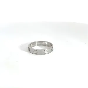 Cartier Mini Love 18k White Gold 3.5mm Band Ring Size 5.25