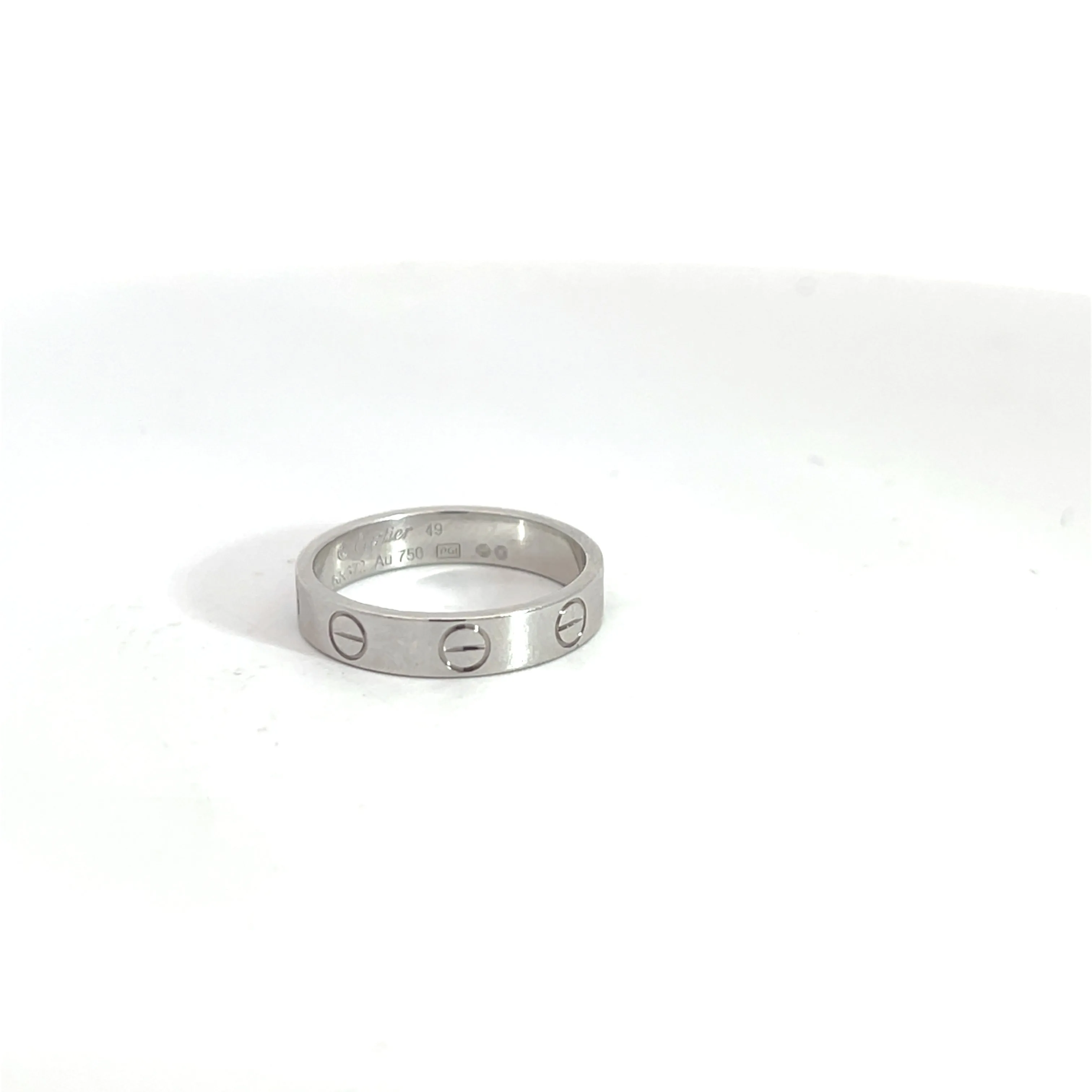 Cartier Mini Love 18k White Gold 3.5mm Band Ring Size 5.25