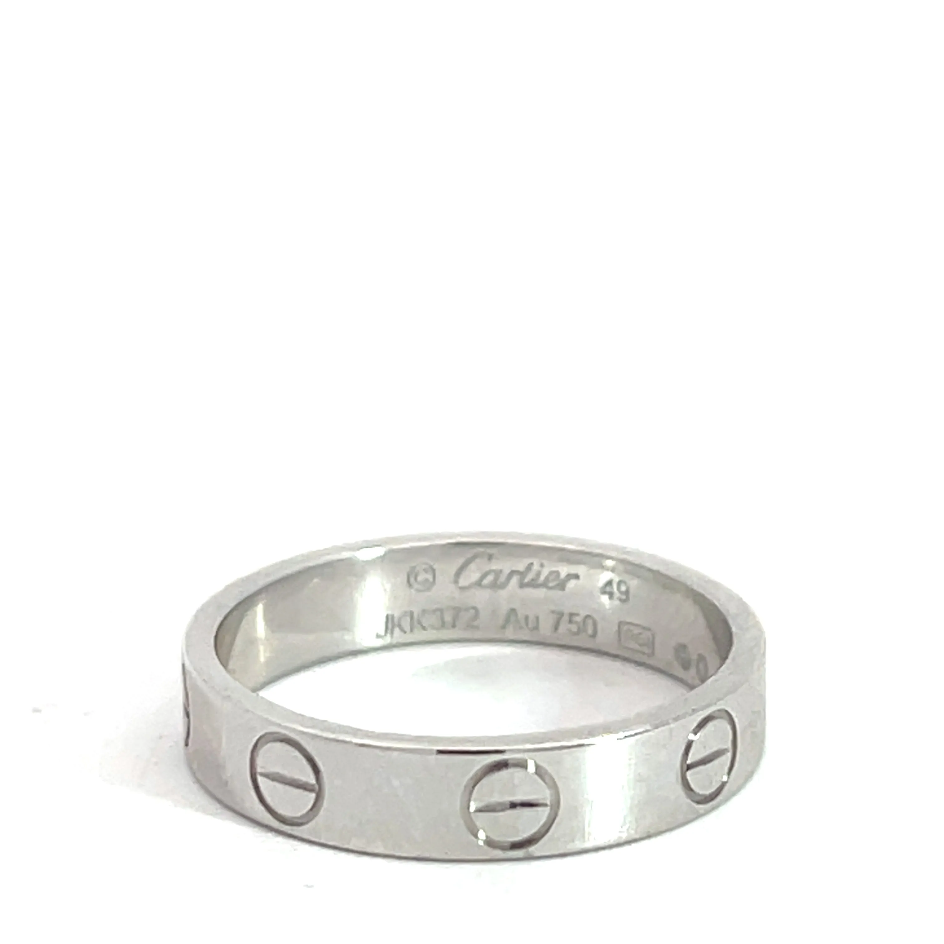 Cartier Mini Love 18k White Gold 3.5mm Band Ring Size 5.25