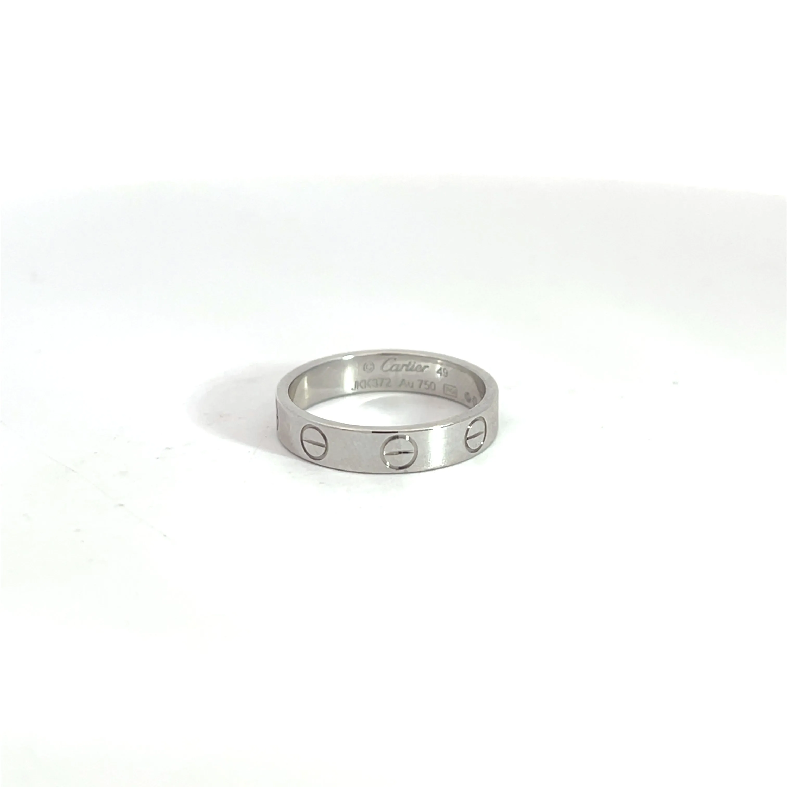 Cartier Mini Love 18k White Gold 3.5mm Band Ring Size 5.25