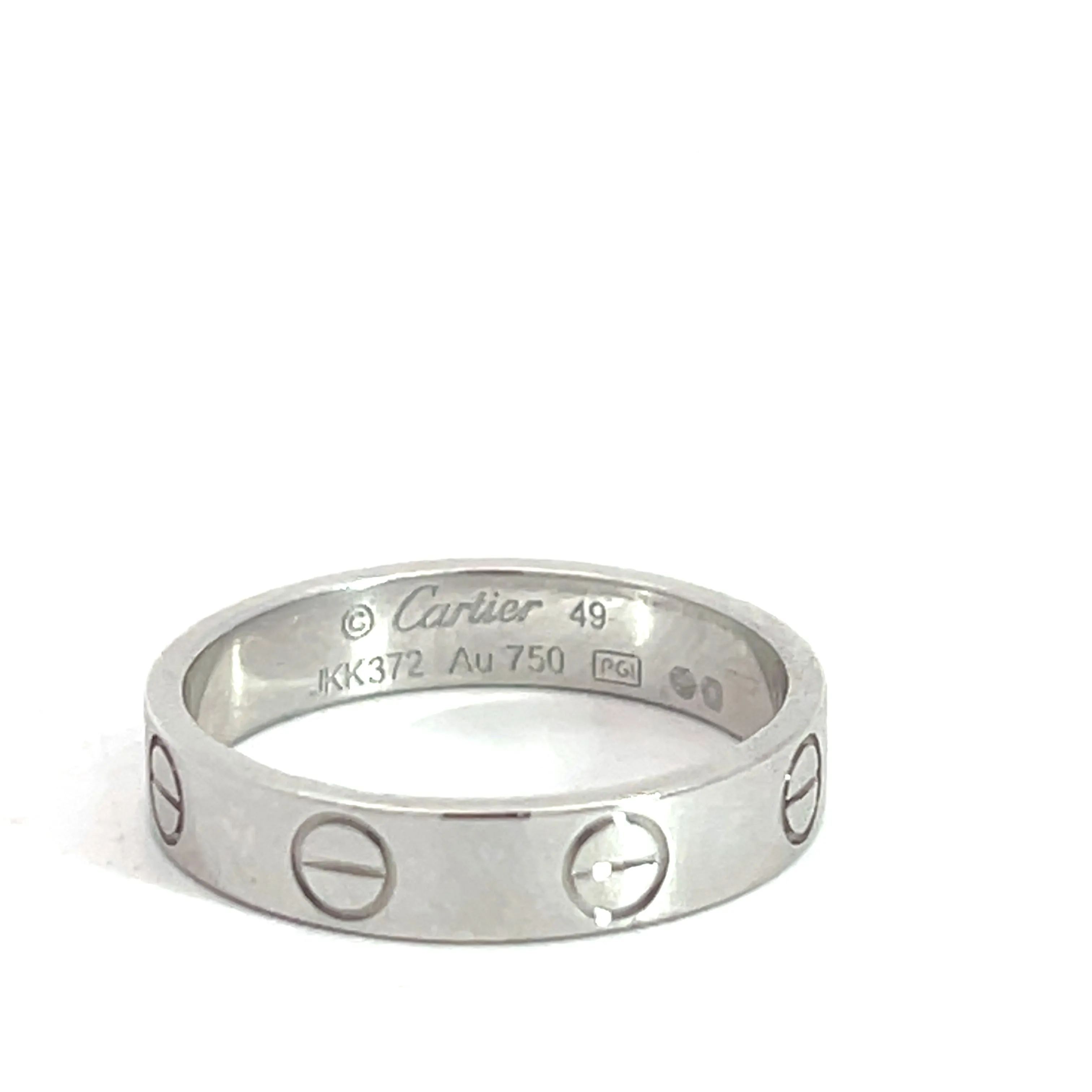 Cartier Mini Love 18k White Gold 3.5mm Band Ring Size 5.25