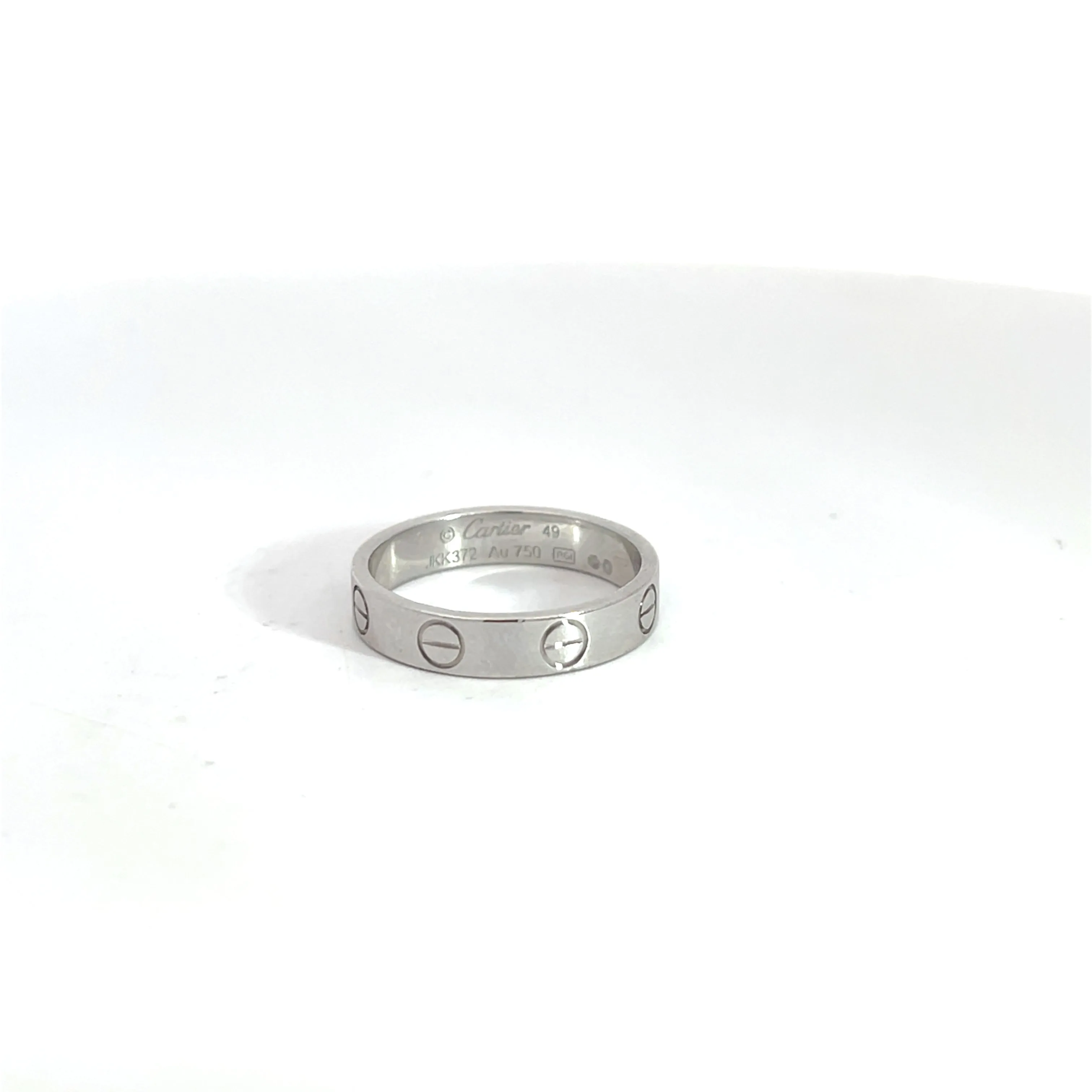Cartier Mini Love 18k White Gold 3.5mm Band Ring Size 5.25