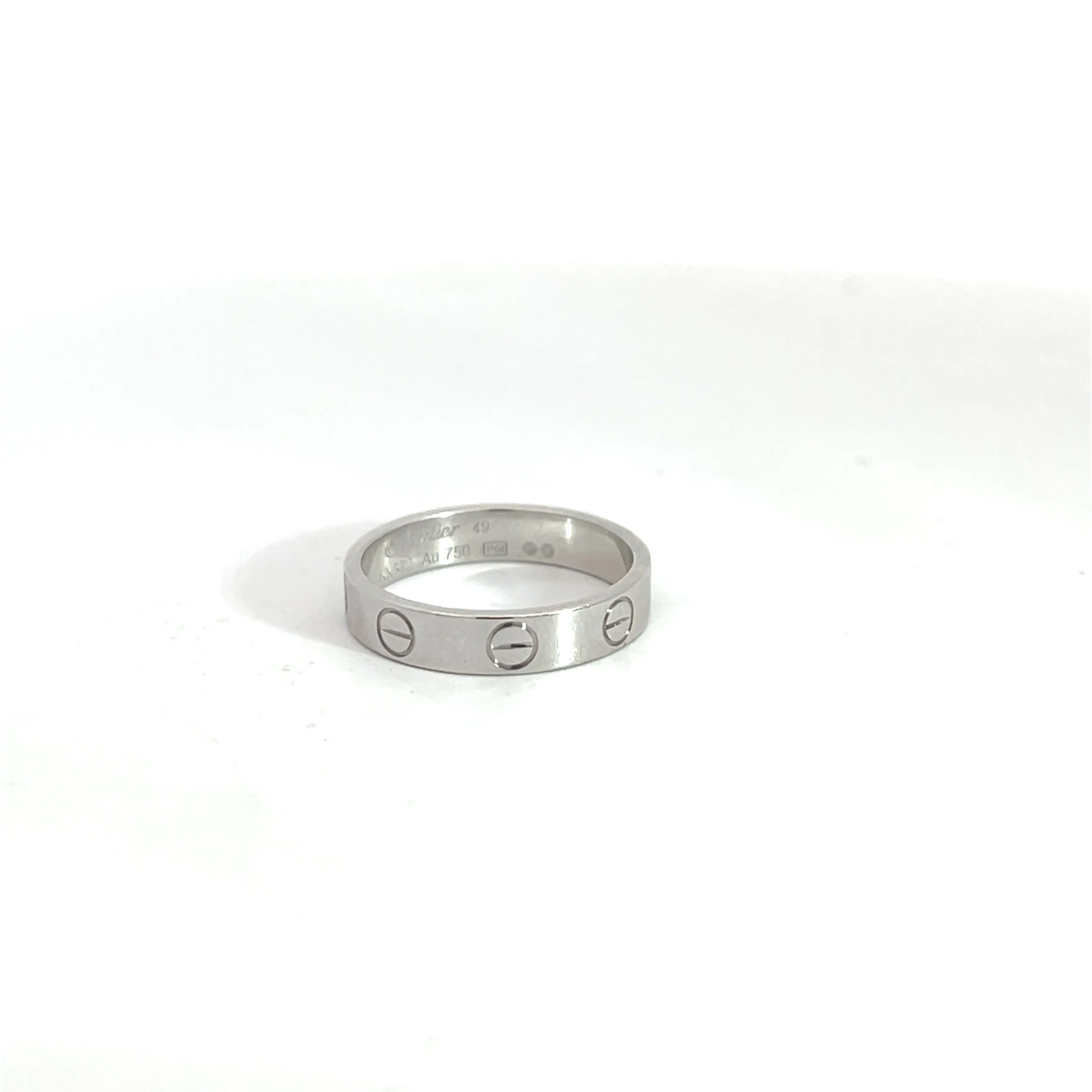 Cartier Mini Love 18k White Gold 3.5mm Band Ring Size 5.25