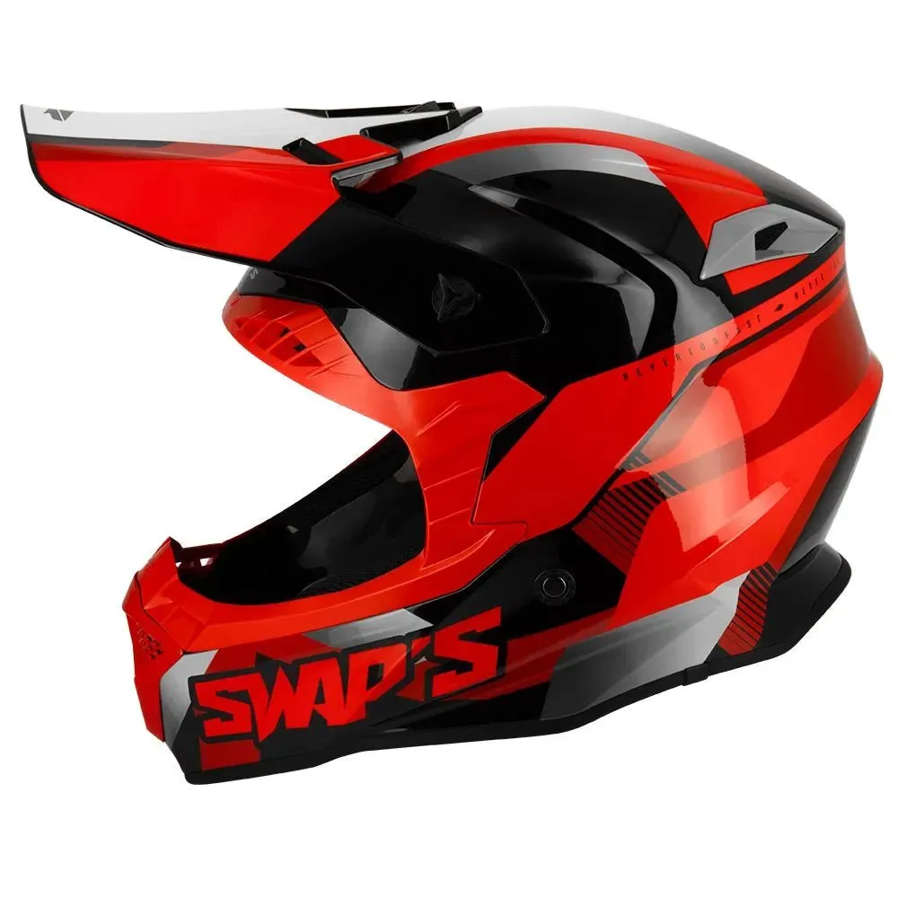 Casque moto cross homologuée - Rouge SWAPS S849
