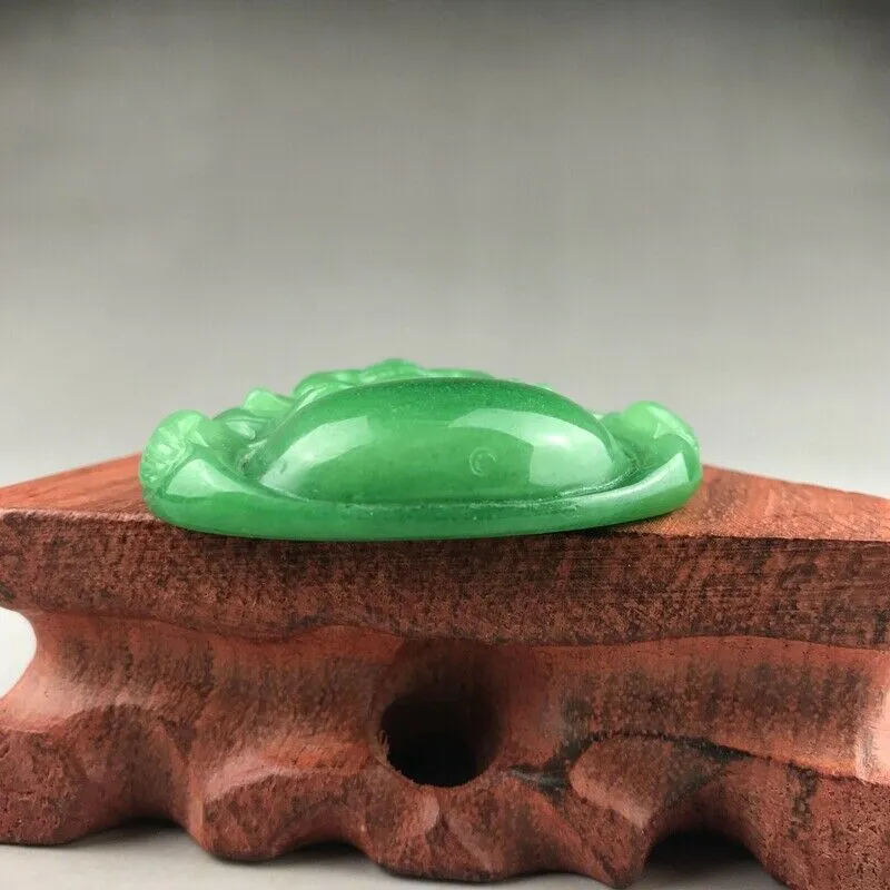 Certified Natural Icy Green Jadeite Emerald A*Jade HandCarved Tablet Buddha 佛 Pendant A1940 with Gift Box