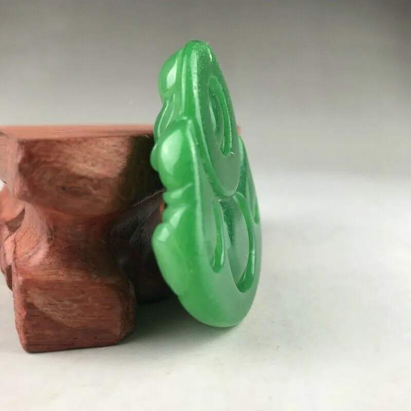 Certified Natural Icy Green Jadeite Emerald A*Jade HandCarved Tablet Buddha 佛 Pendant A1940 with Gift Box