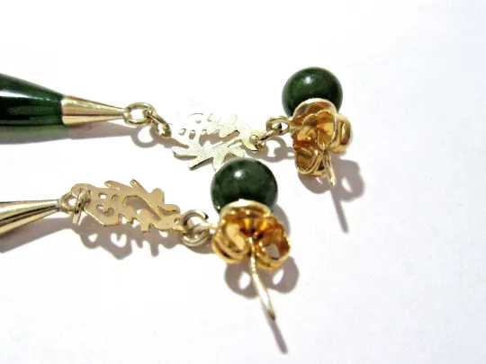 Certified Natural Jadeite Emerald A Jade Pair of Lucky Jade Earrings with Gift Box