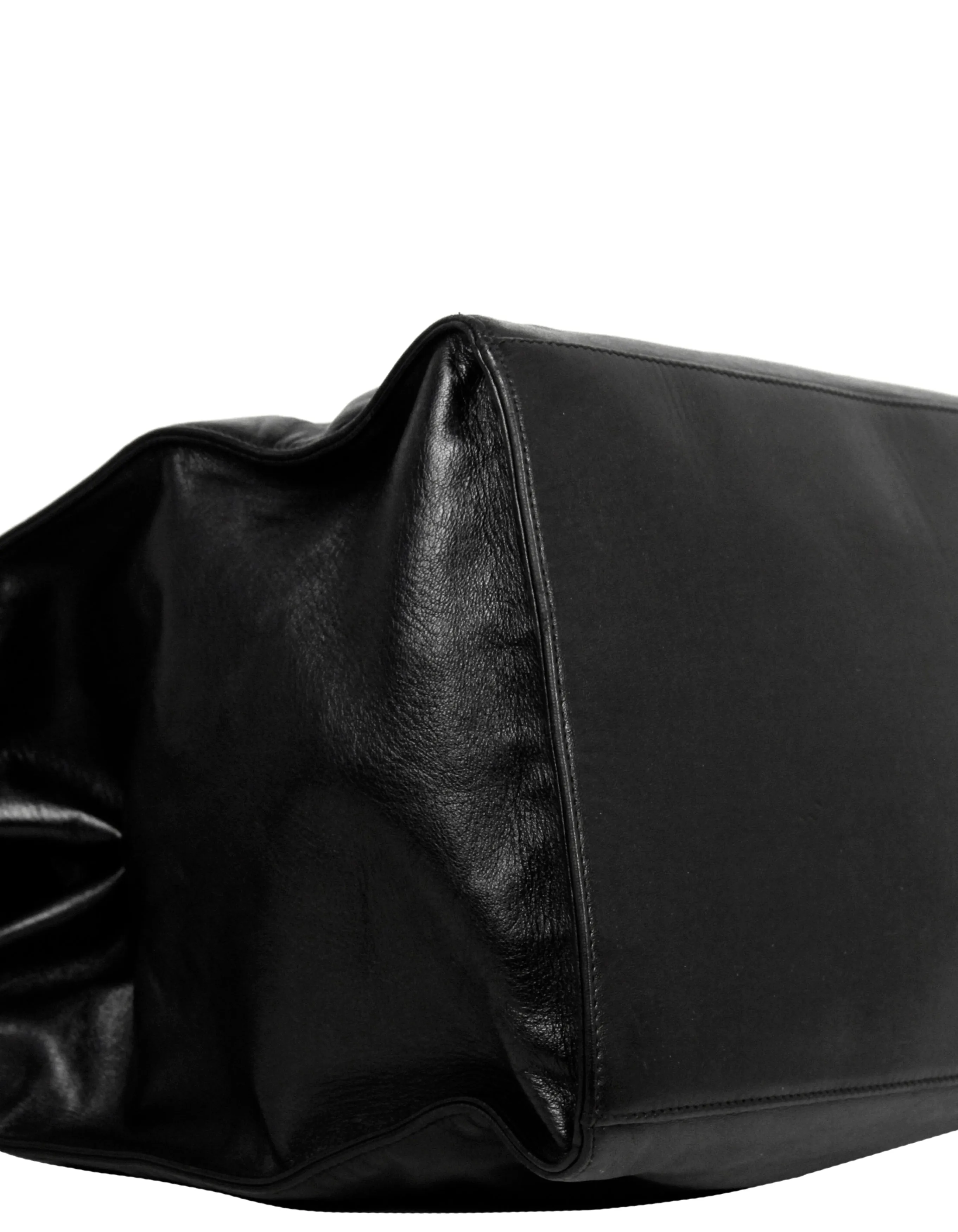 Chanel Black Vintage Lambskin Leather CC Logo Tote Bag