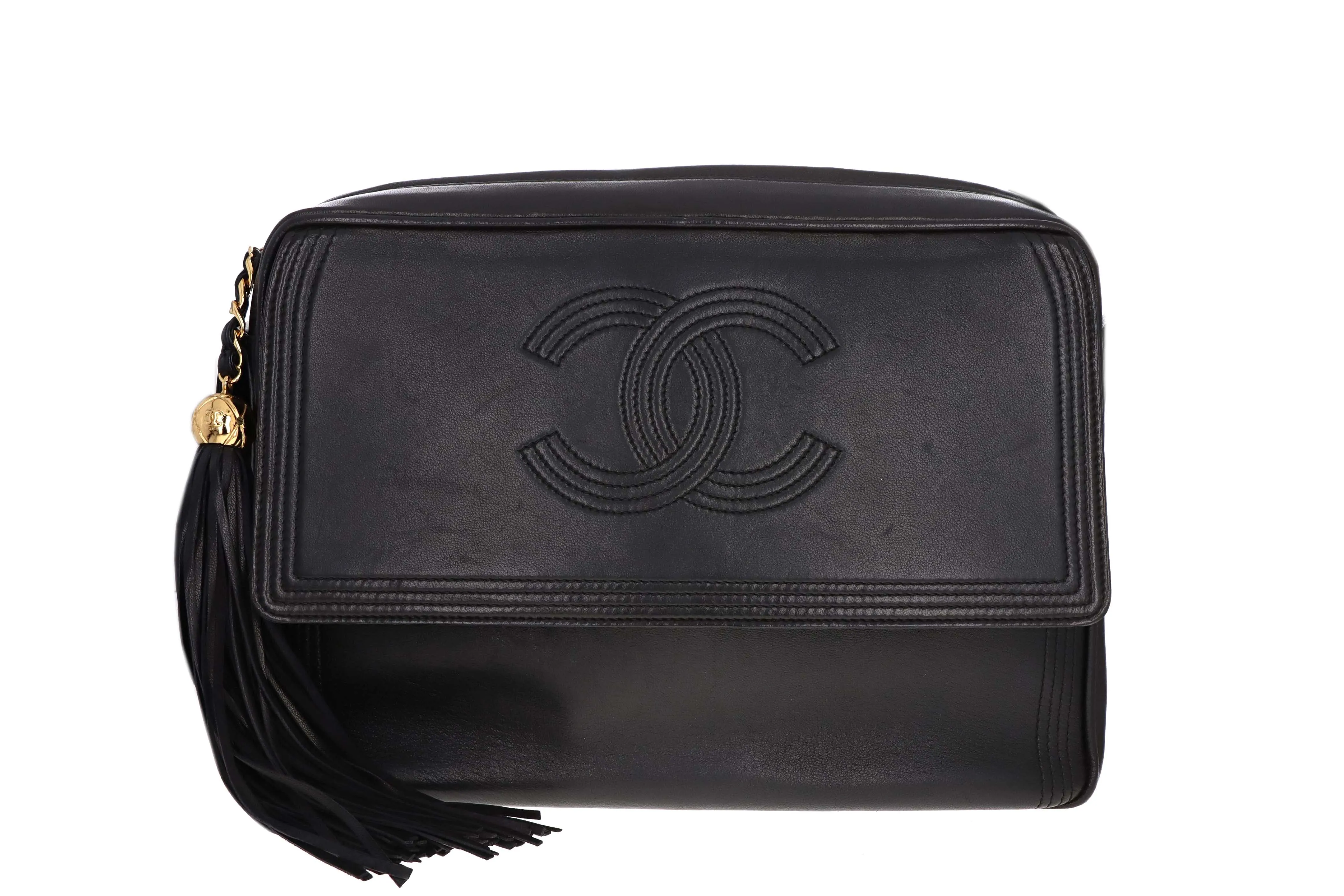 Chanel Vintage Lambskin Large Tassel Camera Bag