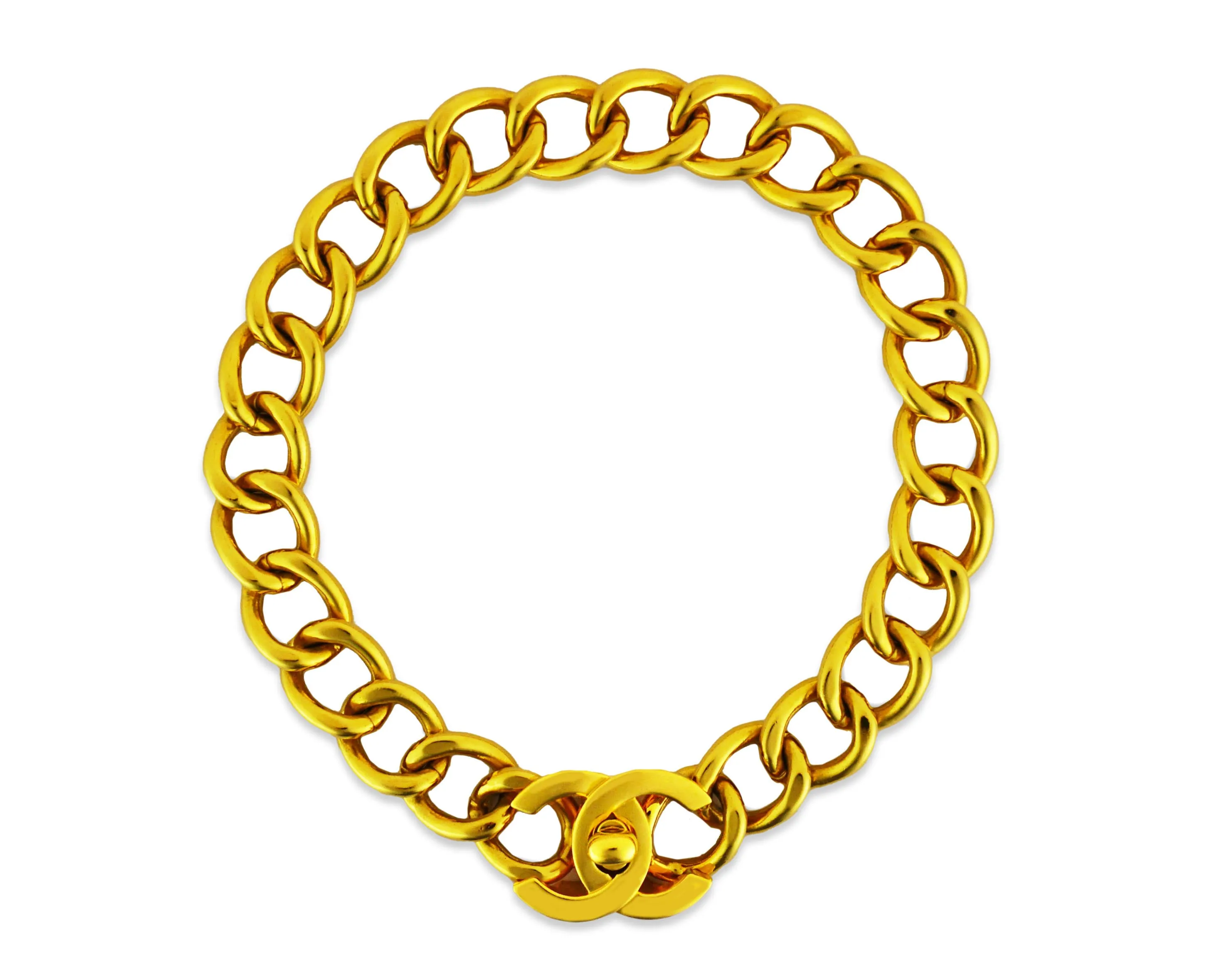 Chanel Vintage Rare XL Turnlock Chain Choker Necklace