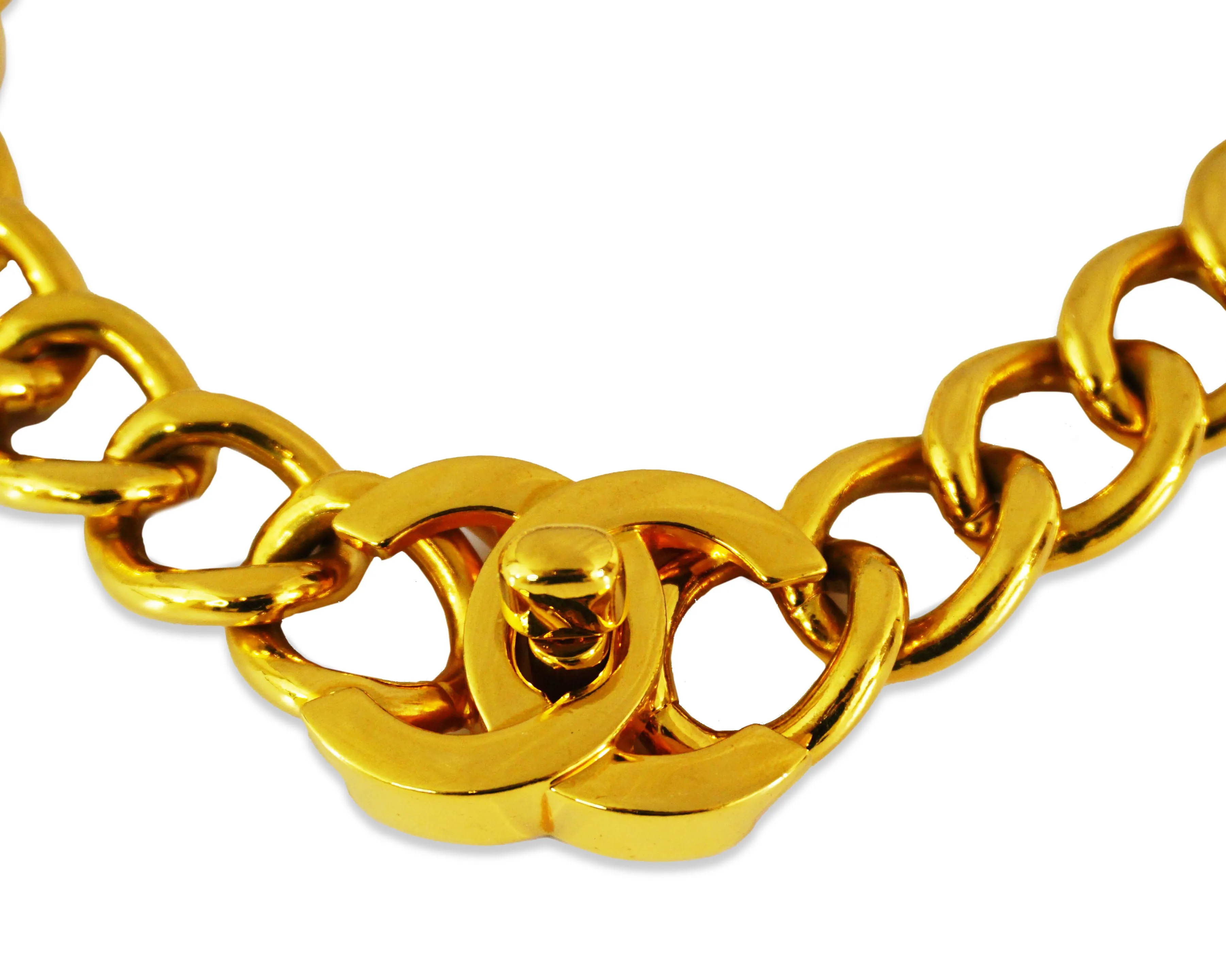 Chanel Vintage Rare XL Turnlock Chain Choker Necklace