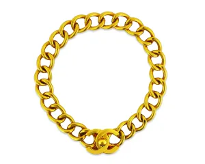 Chanel Vintage Rare XL Turnlock Chain Choker Necklace