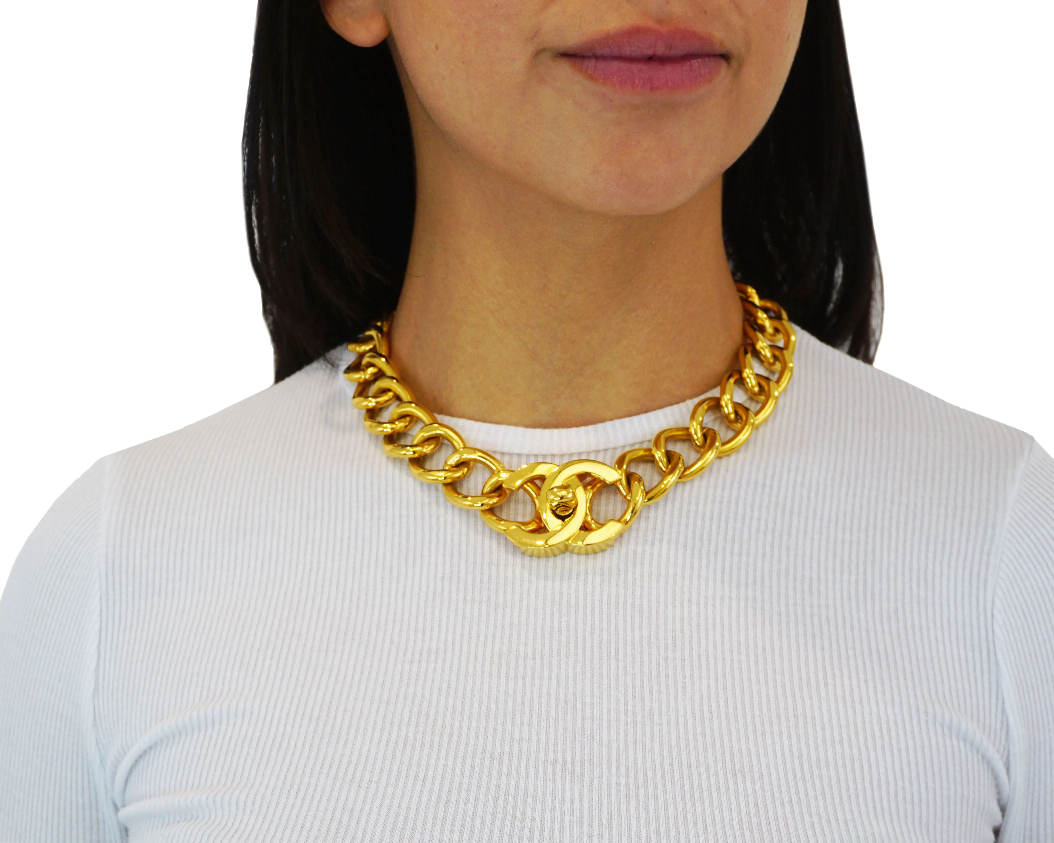 Chanel Vintage Rare XL Turnlock Chain Choker Necklace
