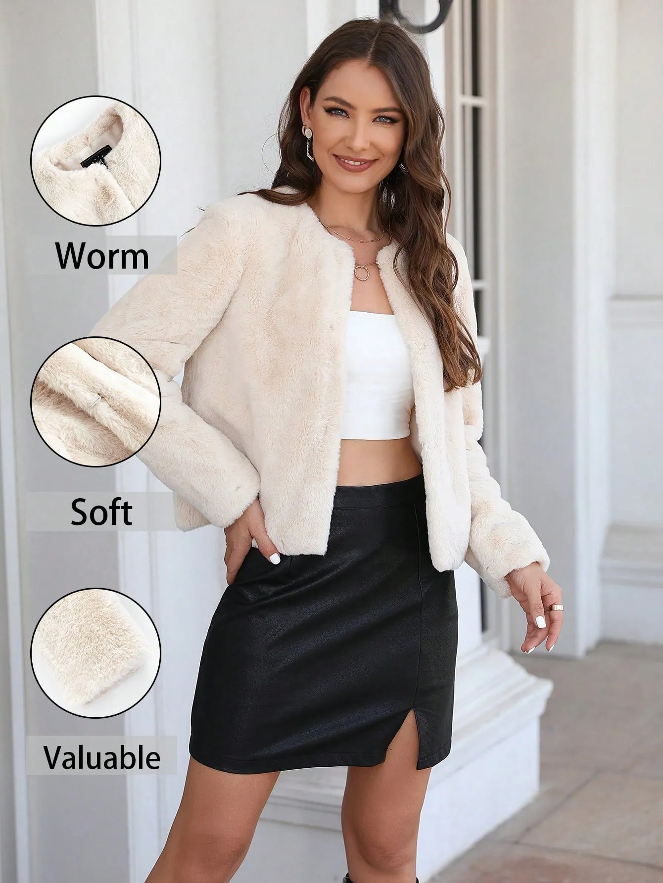 Chaqueta de Piel Sintética Cálida para Mujer