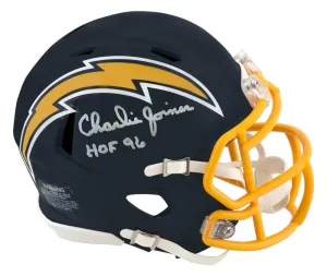 Charlie Joiner Signed Chargers Navy T/B Riddell Mini Helmet w/HOF'96 - (SS COA)